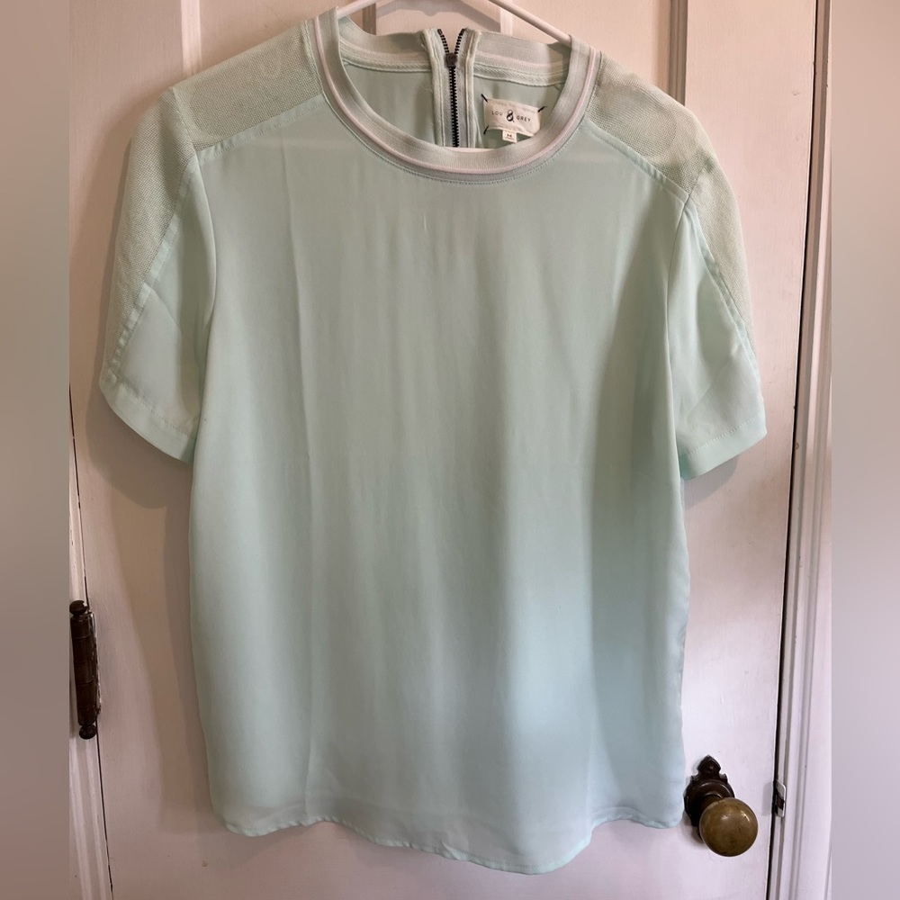 Lou and Grey Mesh Trim Tee in Mint